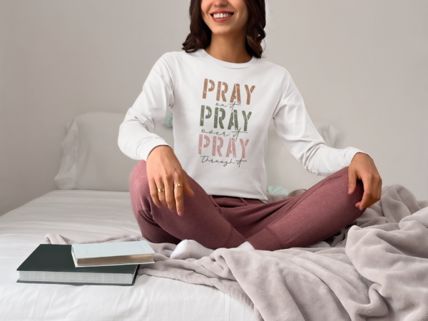 Pray on It, Pray Over It, Pray Through It – Gildan 18000 Crewneck Sweatshirt - Image 2