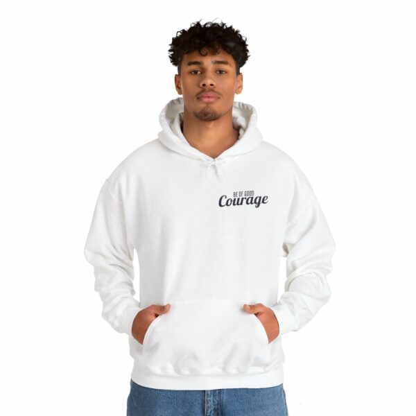 Be of Good Courage Left Chest Heavy Blend Hooded Sweatshirt - Image 3