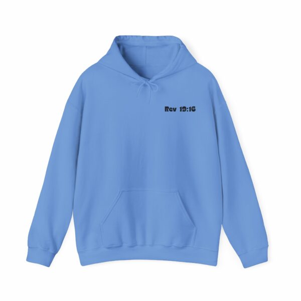 Gildan 18500 Hoodie – "Jesus is King" with "Revelation 19:16" – Faith-Inspired Comfort - Image 6