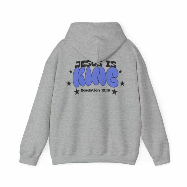 Gildan 18500 Hoodie – "Jesus is King" with "Revelation 19:16" – Faith-Inspired Comfort - Image 3